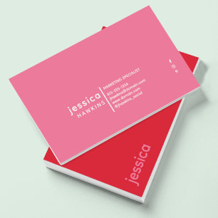 Cool Trendy Modern Cherry Red & Bubblegum Pink Business Card