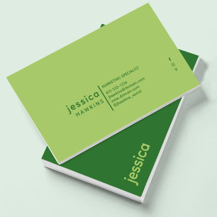Cool Trendy Modern Forest & Light Moss Green Business Card