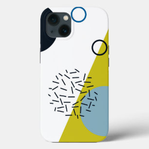 Cool, trendy, modern, Memphis green blue geometric iPhone 13 Case