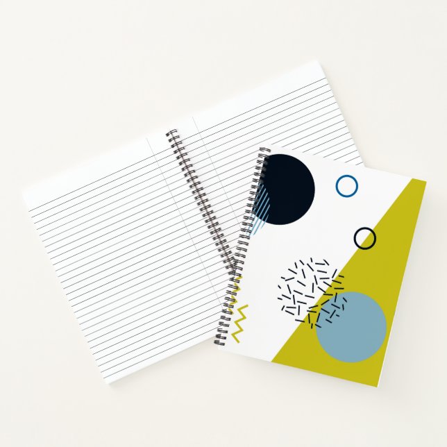 Cool, trendy, modern, Memphis green blue geometric Notebook (Inside)