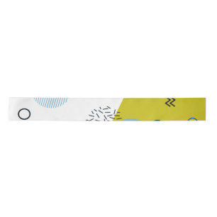 Cool, trendy, modern, Memphis green blue geometric Satin Ribbon