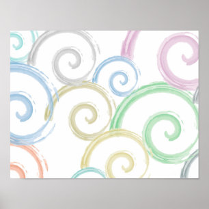 Cool, trendy, modern wave water color brushes poster
