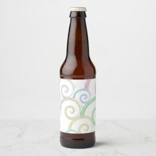 Cool, trendy, modern wave water colour brushes beer bottle label