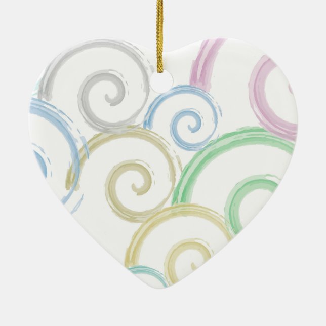 Cool, trendy, modern wave water colour brushes ceramic tree decoration (Back)
