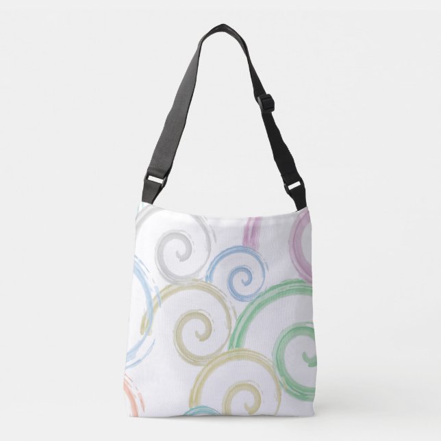 Cool, trendy, modern wave water colour brushes crossbody bag (Front)