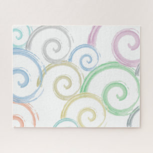 Cool, trendy, modern wave water colour brushes jigsaw puzzle