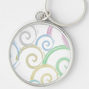 Cool, trendy, modern wave water colour brushes key ring