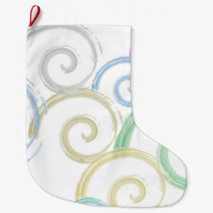 Cool, trendy, modern wave water colour brushes large christmas stocking