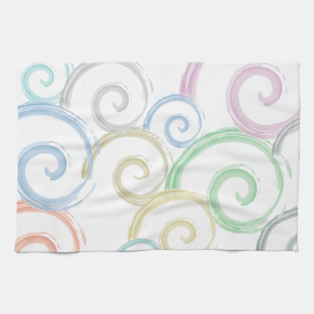 Cool, trendy, modern wave water colour brushes tea towel (Horizontal)