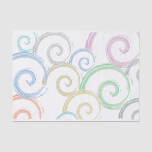 Cool, trendy, modern wave water colour brushes tissue paper (Front)