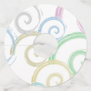 Cool, trendy, modern wave water colour brushes wine glass tag