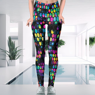 Cool Trendy Multi Coloured Vivid with Black Ladies Leggings