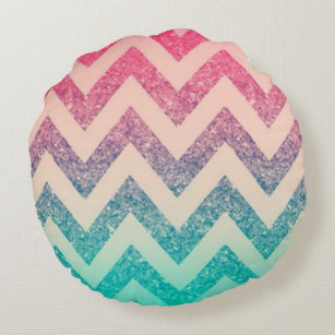 Cool Trendy  Ombre Zigzag Chevron Pattern Round Cushion