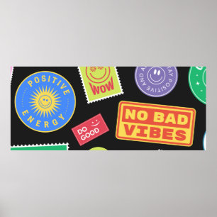 Cool Trendy Patches Design. Abstract background wi Poster