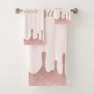 Cool Trendy Pink Glitter  Bath Towel Set