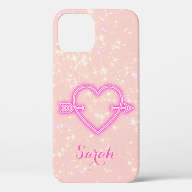 Cool Trendy Pink Heart Case-Mate iPhone Case (Back)