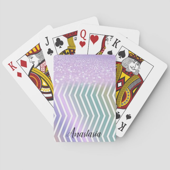 Cool Trendy Purple Glitter Playing Cards (Back)