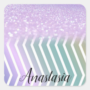 Cool Trendy Purple Glitter Square Sticker