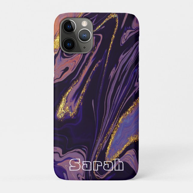 Cool Trendy Purple Marble  Case-Mate iPhone Case (Back)