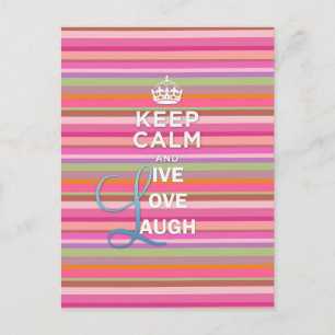 Cool trendy quote "Keep Calm and Live Love Laugh" Postcard