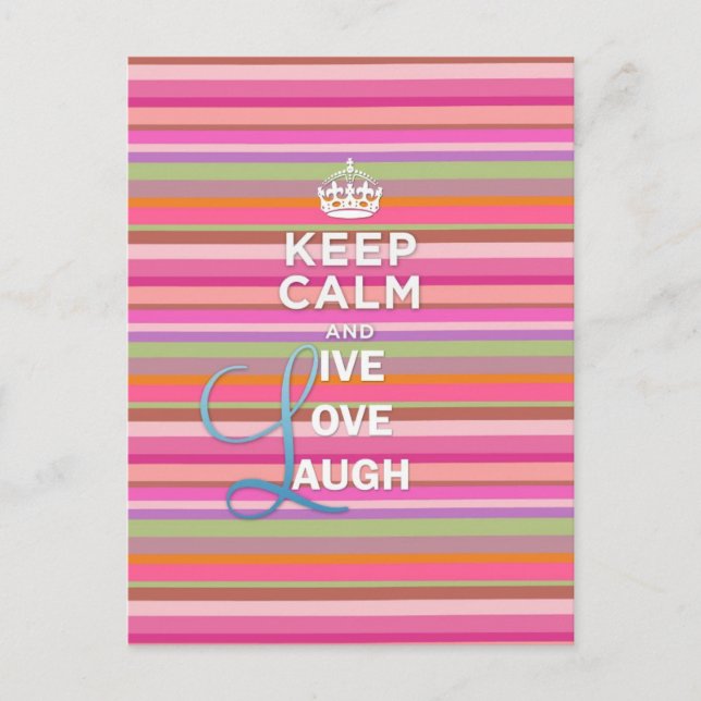 Cool trendy quote "Keep Calm and Live Love Laugh" Postcard (Front)