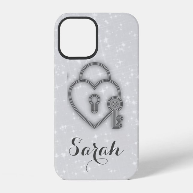 Cool Trendy Silver Heart Case-Mate iPhone Case (Back)