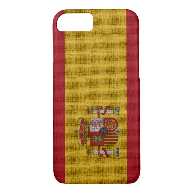 Cool trendy Spain flag burlap Case-Mate iPhone Case (Back)
