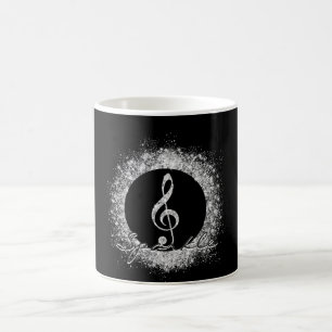 Cool trendy sparkles glitter dust treble clef coffee mug
