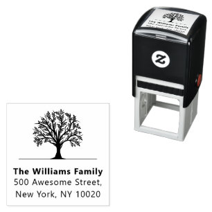 Cool Trendy Tree Family Name Text Return Address Self-inking Stamp