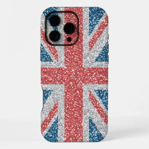 Cool trendy U.K. Union Jack flag faux glitter iPhone 16 Pro Max Case