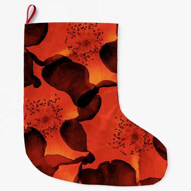 Cool, trendy, unique digital art of flower pattern large christmas stocking (Front)
