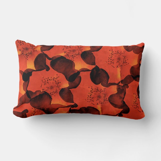 Cool, trendy, unique digital art of flower pattern lumbar cushion (Front)