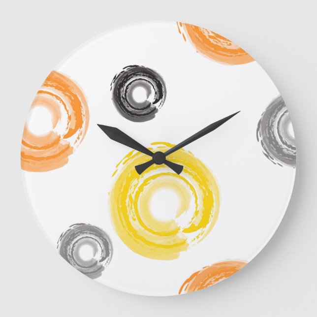 Cool, trendy, urban, modern paint brush art large clock (Front)