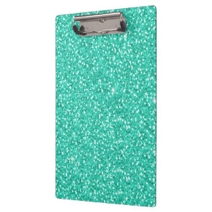 Cool trendy vibrant neon light blue faux glitter clipboard