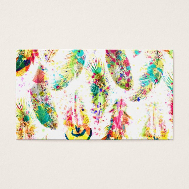Cool trendy watercolor neon splatters feathers (Front)