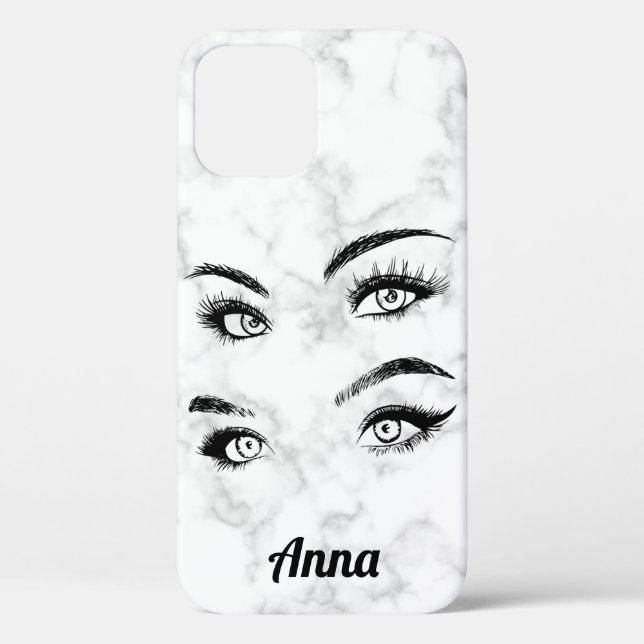 Cool Trendy White Marble, Eyes Case-Mate iPhone Case (Back)