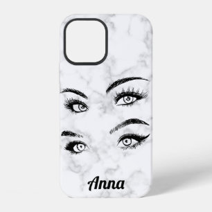 Cool Trendy White Marble, Eyes iPhone 12 Case