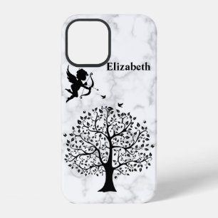 Cool Trendy White Marble, Tree iPhone 12 Case