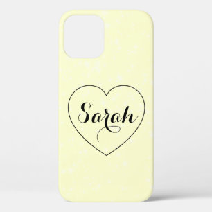 Cool Trendy Yellow, Heart iPhone 12 Case