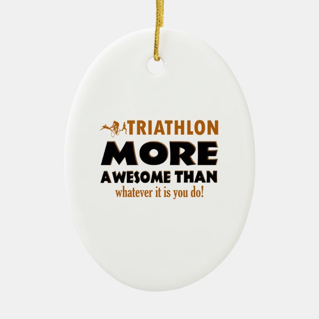Cool Triathlon designs Ceramic Tree Decoration (Front)