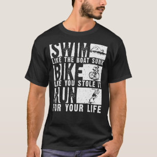Cool Triathlon For Men Women Boat Swim Bike Run Tr T-Shirt