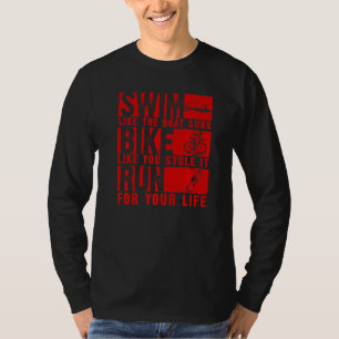 Cool Triathlon For Men Women Boat Swim Bike Run Tr T-Shirt