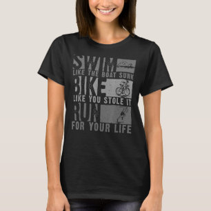 Cool Triathlon For Men Women Swim Bike Run Race T-Shirt