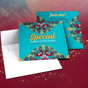 Cool Tribal Goddess Blue Burgundy Boho Special Invitation