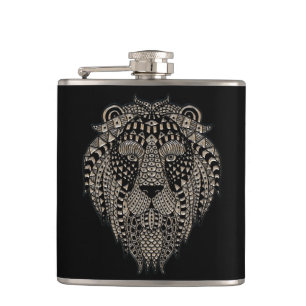 Cool Tribal Metallic Lion Head Hip Flask