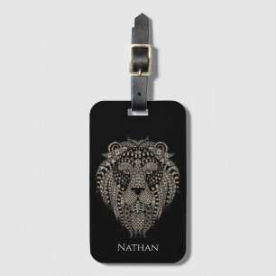Cool Tribal Metallic Lion Head Personalised Luggage Tag