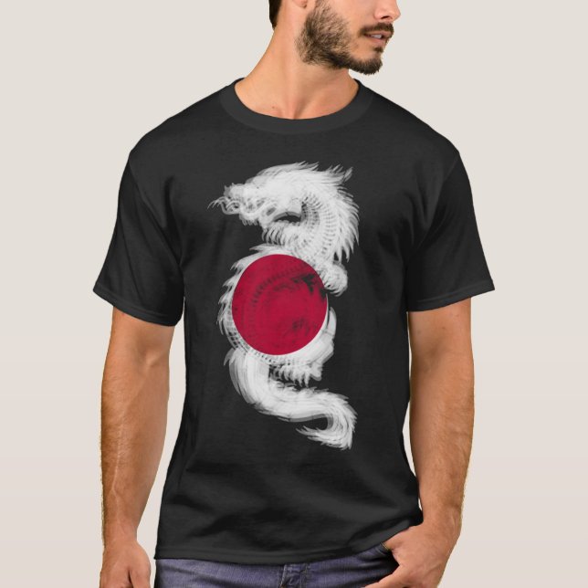 Cool Trippy dragon EDM raves techno Japanese Japan T-Shirt (Front)