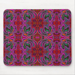 Cool Trippy Magenta, Red and Green Wavy Pattern Mouse Pad