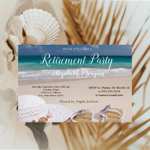 Cool Tropical Beach,Palm,Chair  Retirement Party  Invitation
