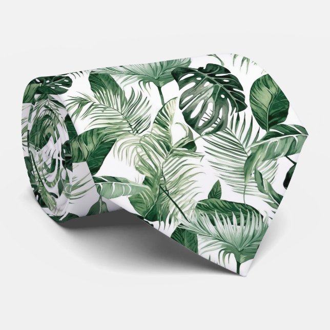 cool tropical leaf tiled pattern  tie (Rolled)